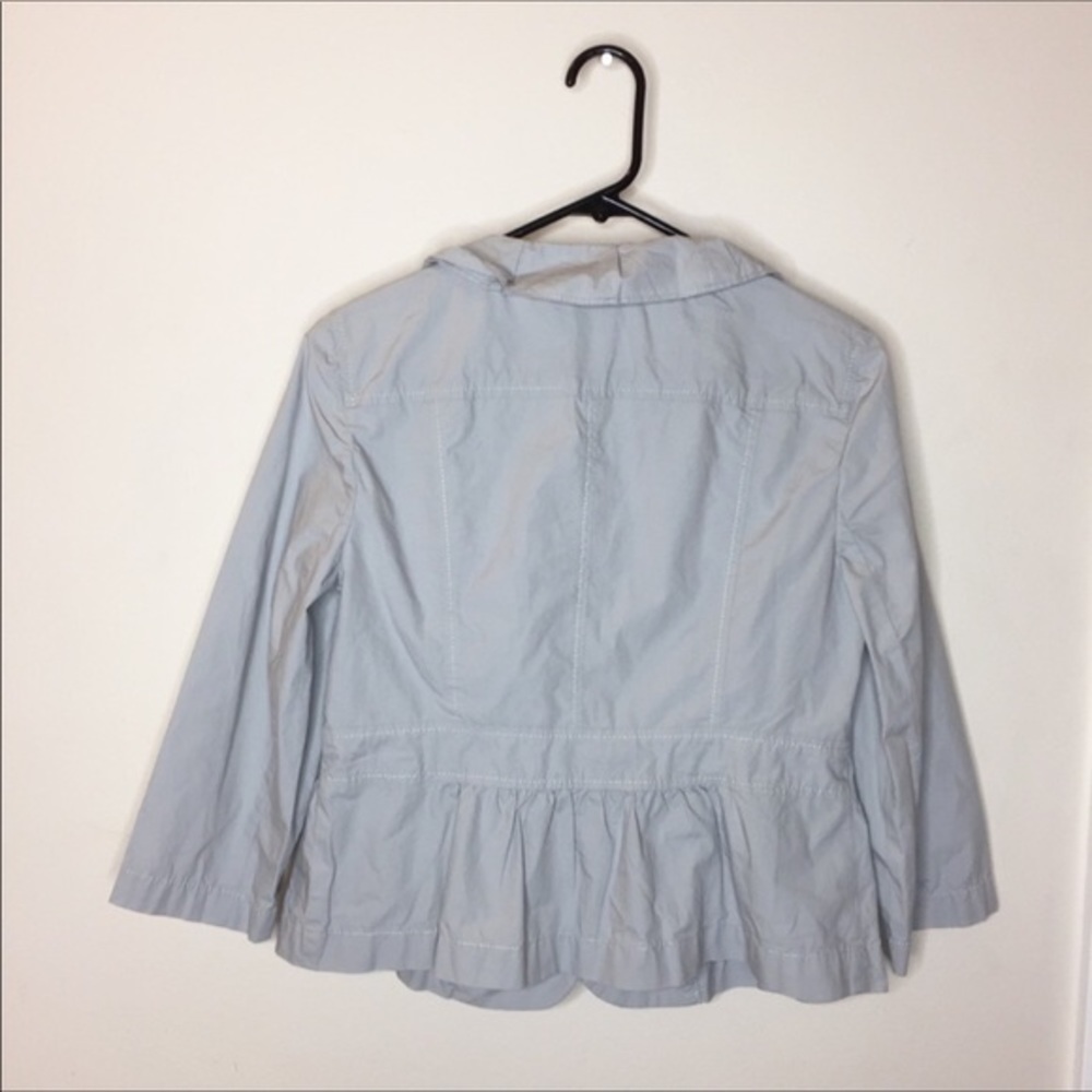 Loft Light Gray Ruffle Button Blazer Size 4 - Picture 5 of 5